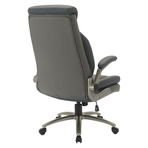 OSP Home Furnishings Big and Tall Ergonomic Office Chair with Lumbar Support Leather Seat 400 Lb Capacity Grey ECH14517BT-EC42