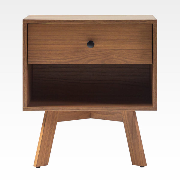 English Elm Walker Edison - Mid-Century minimalist 1-drawer nightstand with open cubby, warp-resistant MDF, sleek metal glides and hardware ideal for bedrooms Coffee 23.25 L x 14.75 W x 6.68 H B185P168891