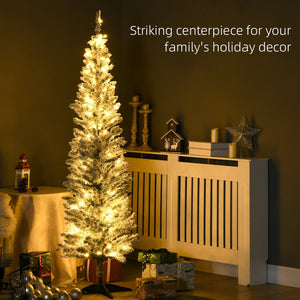 English Elm Homcom 6' Slim Pre-Lit Noble Fir Christmas Tree With 170 Warm White Leds - Perfect For Small Spaces! W2225P249654