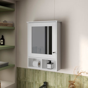 English Elm Poston Medicine Cabinet with Integrated Mirror, Wall-Mount, One Door, 3 Internal + 2 External Shelves Organized Storage for Bathroom B128P237156