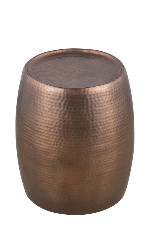 English Elm ET501 Hand-Hammered Drum End Table 21" Height — Textured Aluminum Accent Nightstand with Luxe Finish Copper B009P298420