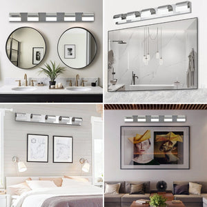 English Elm Modern Chrome 5-light Led Vanity Bar Acrylic Shades Bathroom Wall Fixture W1340P197252