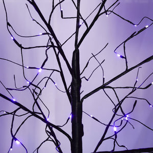 English Elm 3 Pack Halloween Spooky Tree Set with Purple LED Lights, 4ft‑6ft Hinged UV‑Resistant Indoor Decor (96) PX283443AAF