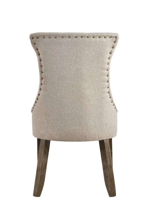 English Elm Gabrian Two-Tone Fabric High-Back Side Chair Set of 2 with Turned Wood Legs and Padded Seat Beige,Gray 27 L x 21 W x 26 H B2726P264657