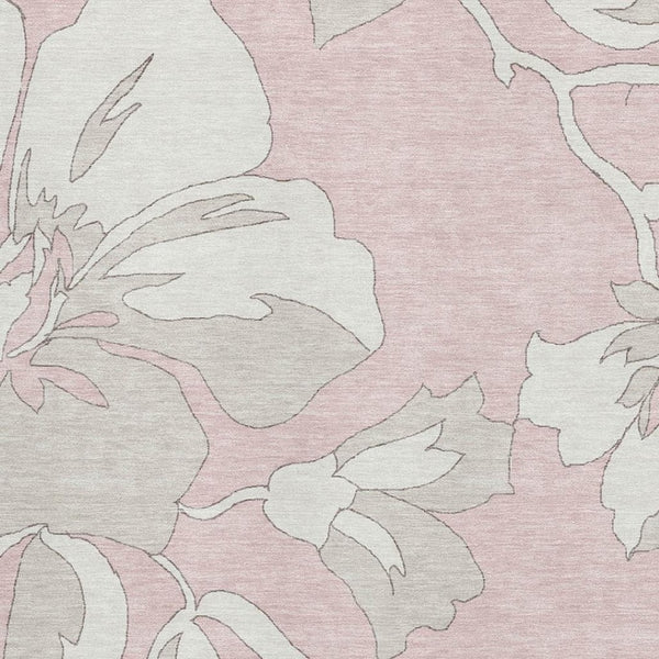 HomeRoots 8' X 10' Pink And Ivory Floral Area Rug - Durable, Stain-Resistant, UV-Protected for Family Homes 668009