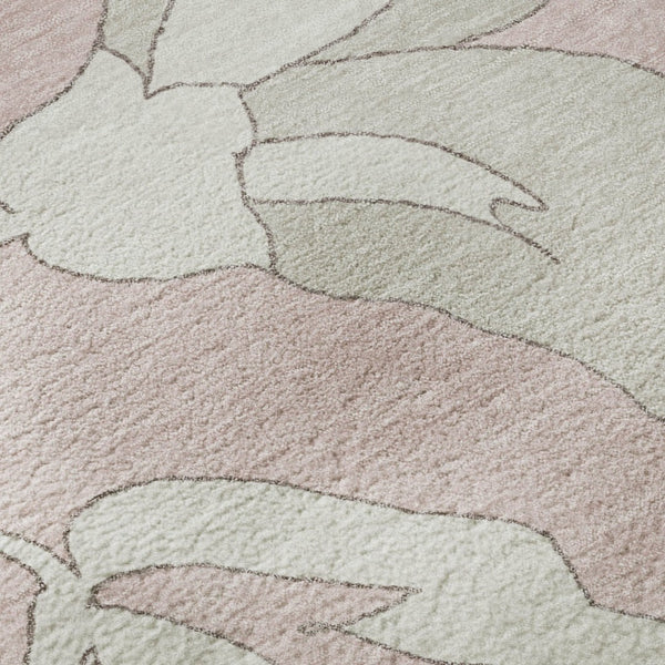 HomeRoots 9' X 12' Pink Floral Area Rug - Washable, UV-Protected, Stain-Resistant for Elegant Home Decor 668010