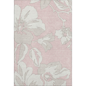 HomeRoots 10' X 14' Pink Floral Area Rug - Washable, UV-Protected, Durable & Stain-Resistant for Family Homes 668011