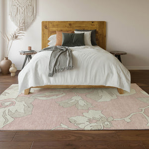 HomeRoots 10' X 14' Pink Floral Area Rug - Washable, UV-Protected, Durable & Stain-Resistant for Family Homes 668011