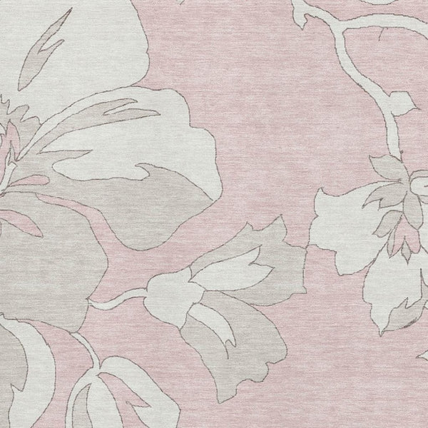 HomeRoots 10' X 14' Pink Floral Area Rug - Washable, UV-Protected, Durable & Stain-Resistant for Family Homes 668011