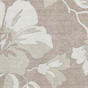 HomeRoots 8' X 10' Elegant Taupe & Ivory Floral Area Rug - Durable, Washable, UV Protected for Every Home 668015