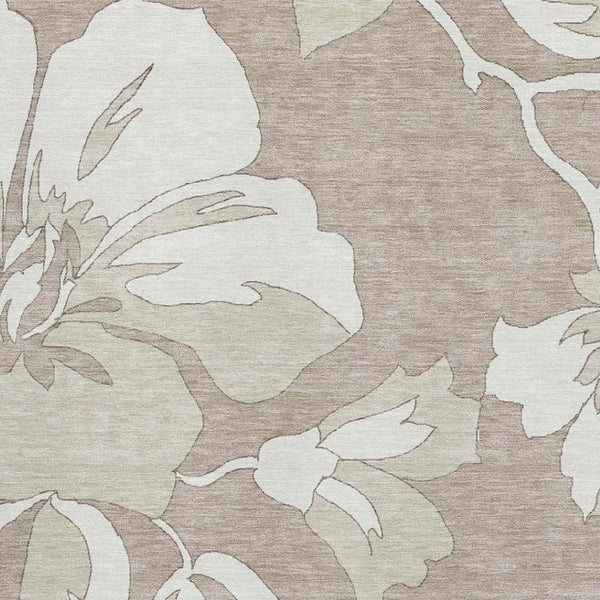 HomeRoots 8' X 10' Elegant Taupe & Ivory Floral Area Rug - Durable, Washable, UV Protected for Every Home 668015