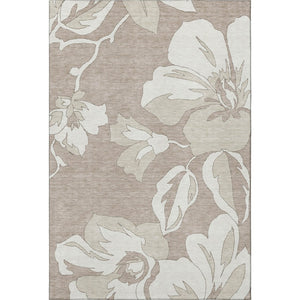 HomeRoots 8' X 10' Elegant Taupe & Ivory Floral Area Rug - Durable, Washable, UV Protected for Every Home 668015
