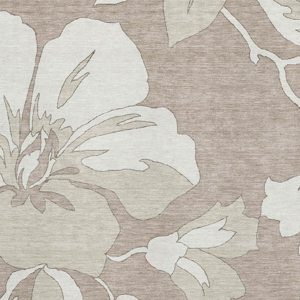 HomeRoots 10' X 14' Elegant Taupe & Ivory Floral Area Rug - Stain Resistant, UV Protected for Busy Homes! 668017