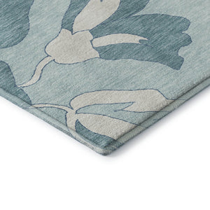 HomeRoots 5' X 8' Teal and Ivory Floral Area Rug - Durable, Washable, Stain Resistant with UV Protection! 668019
