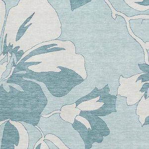 HomeRoots 8' X 10' Teal Floral Area Rug - Washable, UV Protected, Stain-Resistant Design for High-Traffic Areas 668021