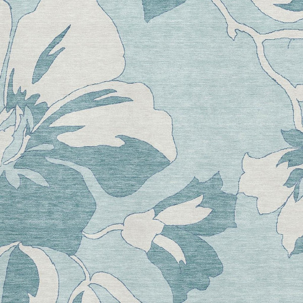 HomeRoots 8' X 10' Teal Floral Area Rug - Washable, UV Protected, Stain-Resistant Design for High-Traffic Areas 668021