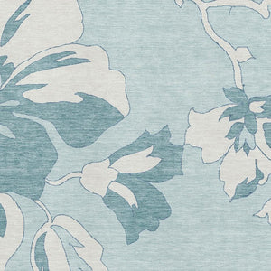 HomeRoots 10' X 14' Teal and Ivory Floral Area Rug - Durable, Stain-Resistant with UV Protection for Homes 668023