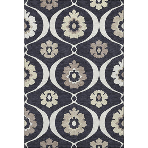HomeRoots 8' X 10' Black and Ivory Medallion Area Rug – Washable, Stain-Resistant, with UV Protection for Durability 668033