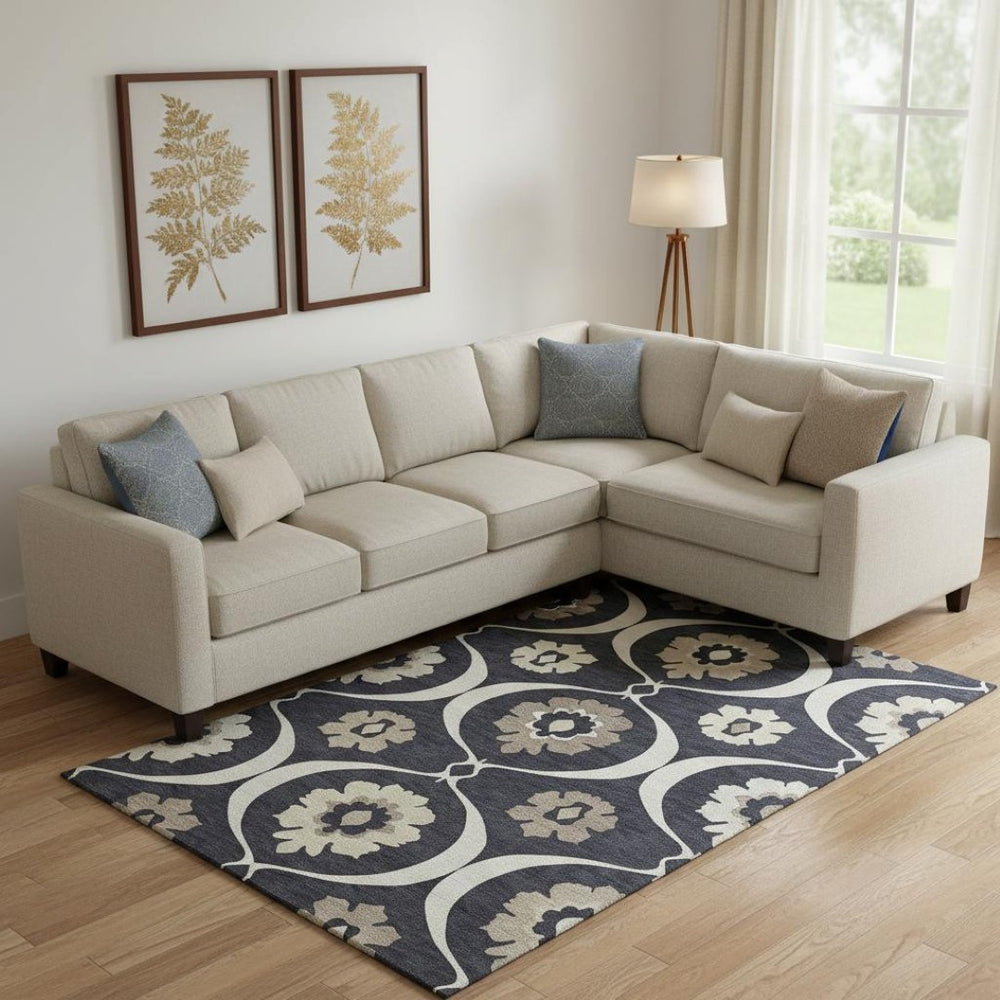 HomeRoots 10' X 14' Black And Ivory Medallion Area Rug - Elegant, Washable, Stain-Resistant with UV Protection 668035