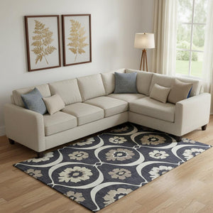 HomeRoots 10' X 14' Black And Ivory Medallion Area Rug - Elegant, Washable, Stain-Resistant with UV Protection 668035