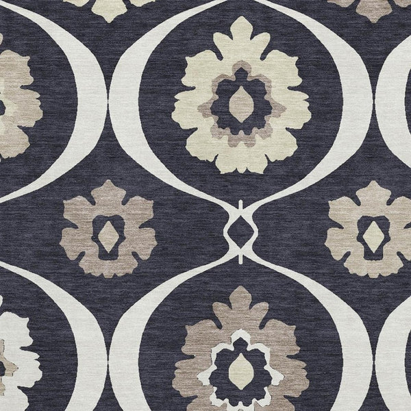 HomeRoots 10' X 14' Black And Ivory Medallion Area Rug - Elegant, Washable, Stain-Resistant with UV Protection 668035