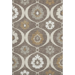 HomeRoots 5' X 8' Elegant Brown Beige Ivory Medallion Area Rug - Washable, UV Protected, Durable & Stylish! 668037