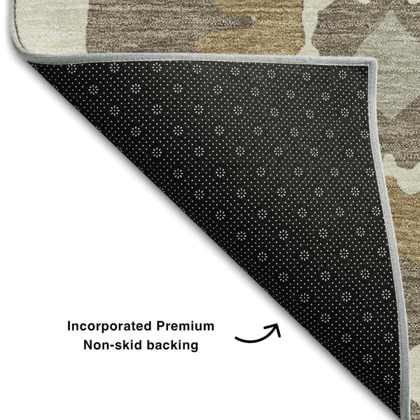 HomeRoots 5' X 8' Elegant Brown Beige Ivory Medallion Area Rug - Washable, UV Protected, Durable & Stylish! 668037