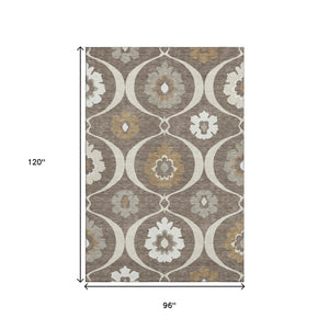 HomeRoots 8' X 10' Medallion Area Rug - Stylish, Washable, UV-Protected & Perfect for High-Traffic Spaces! 668039