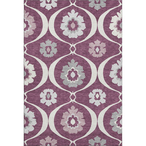 HomeRoots 5' X 8' Elegant Eggplant & Ivory Medallion Area Rug – Washable, UV Protected & Pet-Friendly Design! 668043