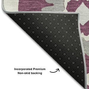 HomeRoots 5' X 8' Elegant Eggplant & Ivory Medallion Area Rug – Washable, UV Protected & Pet-Friendly Design! 668043