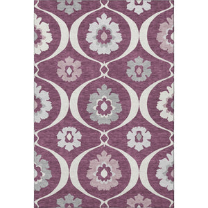 HomeRoots 9' Elegant Eggplant & Ivory Medallion Area Rug - Washable, Stain Resistant, UV Protected, Durable Design 668046