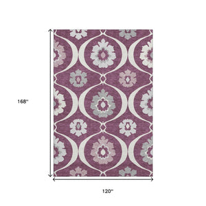 HomeRoots 10' X 14' Eggplant Medallion Area Rug - Washable, UV-Protected, Stain-Resistant for Family Homes 668047