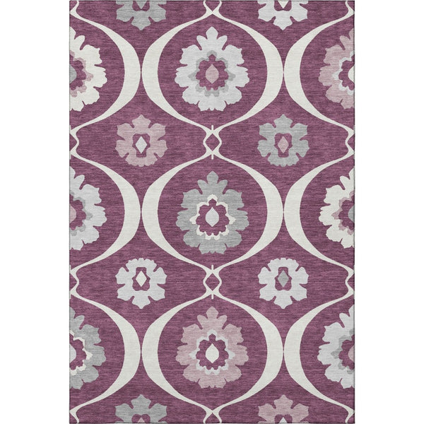 HomeRoots 10' X 14' Eggplant Medallion Area Rug - Washable, UV-Protected, Stain-Resistant for Family Homes 668047