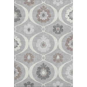 HomeRoots 5' X 8' Gray and Ivory Medallion Area Rug – Stylish, Washable, UV-Protected, Ideal for Busy Homes! 668049