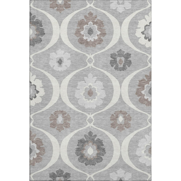 HomeRoots 5' X 8' Gray and Ivory Medallion Area Rug – Stylish, Washable, UV-Protected, Ideal for Busy Homes! 668049