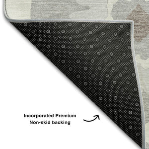 HomeRoots 5' X 8' Gray and Ivory Medallion Area Rug – Stylish, Washable, UV-Protected, Ideal for Busy Homes! 668049