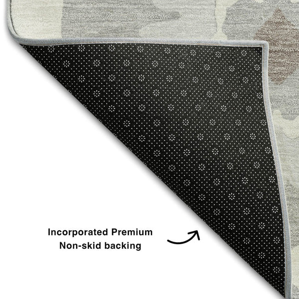 HomeRoots 5' X 8' Gray and Ivory Medallion Area Rug – Stylish, Washable, UV-Protected, Ideal for Busy Homes! 668049