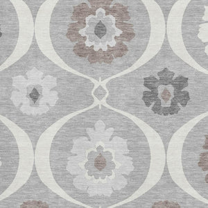 HomeRoots 5' X 8' Gray and Ivory Medallion Area Rug – Stylish, Washable, UV-Protected, Ideal for Busy Homes! 668049