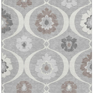 HomeRoots 5' X 8' Gray and Ivory Medallion Area Rug – Stylish, Washable, UV-Protected, Ideal for Busy Homes! 668049