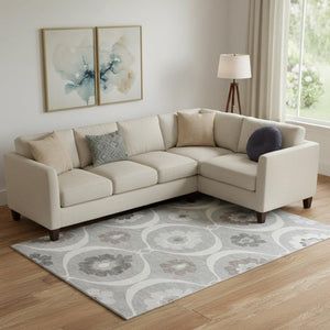 HomeRoots 10' X 14' Gray Medallion Washable Area Rug - Durable, UV-Protected, Stylish for High-Traffic Spaces 668053