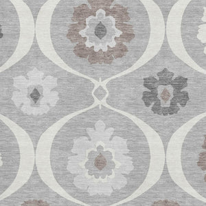 HomeRoots 10' X 14' Gray Medallion Washable Area Rug - Durable, UV-Protected, Stylish for High-Traffic Spaces 668053