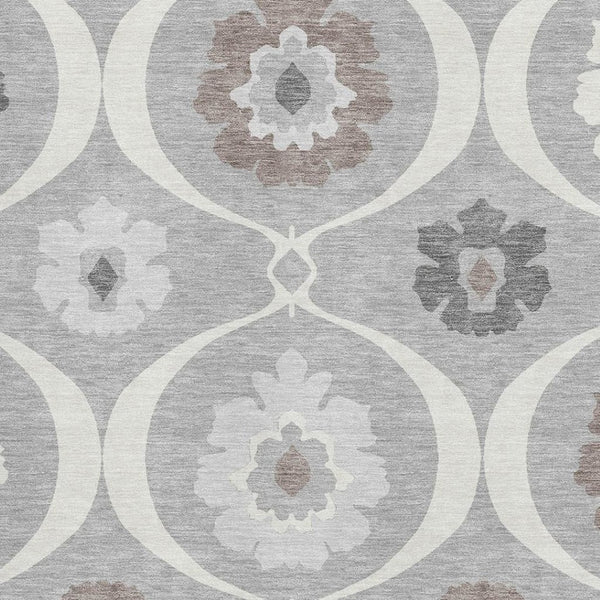 HomeRoots 10' X 14' Gray Medallion Washable Area Rug - Durable, UV-Protected, Stylish for High-Traffic Spaces 668053
