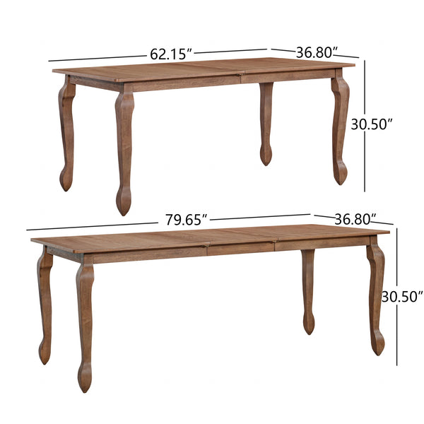 English Elm Christopher Knight Home® - EXT. EXT. DINING TABLE with French Country Cabriole Legs, Butterfly Leaf Expandable Rustic Chic 79.65" Walnut N771P355876T