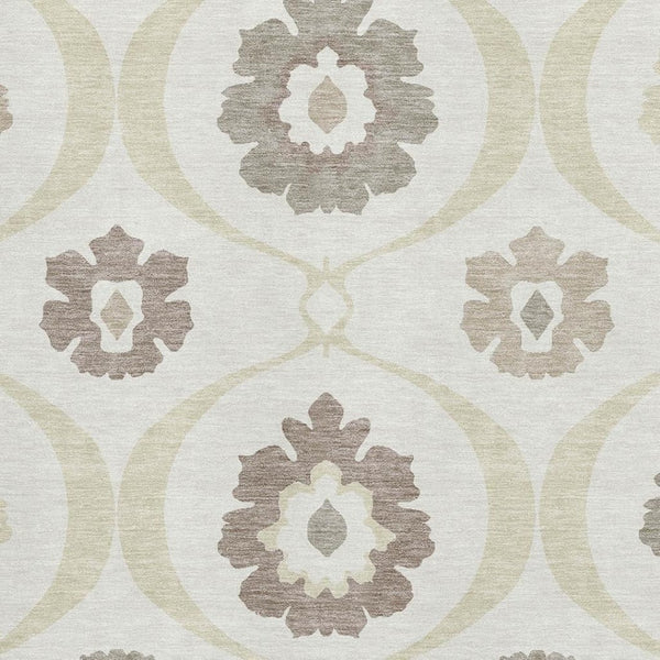 HomeRoots 8' X 10' Ivory and Beige Medallion Area Rug - Washable, UV Protected, Durable Design for High-Traffic Homes 668057