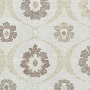 HomeRoots 9' X 12' Medallion Washable Area Rug - Elegant Ivory & Beige with UV Protection for Busy Homes 668058