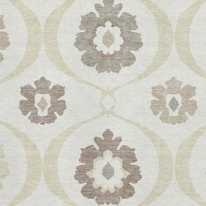 HomeRoots 9' X 12' Medallion Washable Area Rug - Elegant Ivory & Beige with UV Protection for Busy Homes 668058