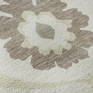 HomeRoots 10' X 14' Ivory and Beige Medallion Area Rug - Washable, UV-Protected, Perfect for Busy Homes! 668059
