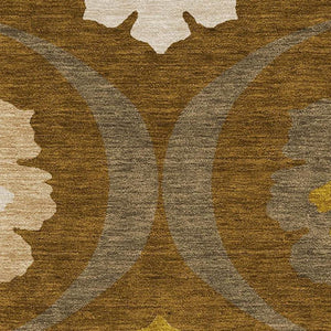 HomeRoots 5' X 8' Coffee Gold Beige Medallion Area Rug – Washable, UV Protected, Durable for High-Traffic Spaces 668061