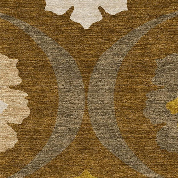 HomeRoots 5' X 8' Coffee Gold Beige Medallion Area Rug – Washable, UV Protected, Durable for High-Traffic Spaces 668061