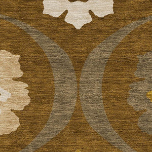 HomeRoots 9' X 12' Coffee Gold & Beige Medallion Area Rug - Washable, Stain-Resistant & UV Protected for Durability 668064